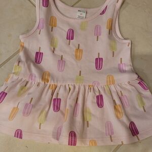 PUKIDS Pink Popsicle Print Peplum Tank Top for Kids